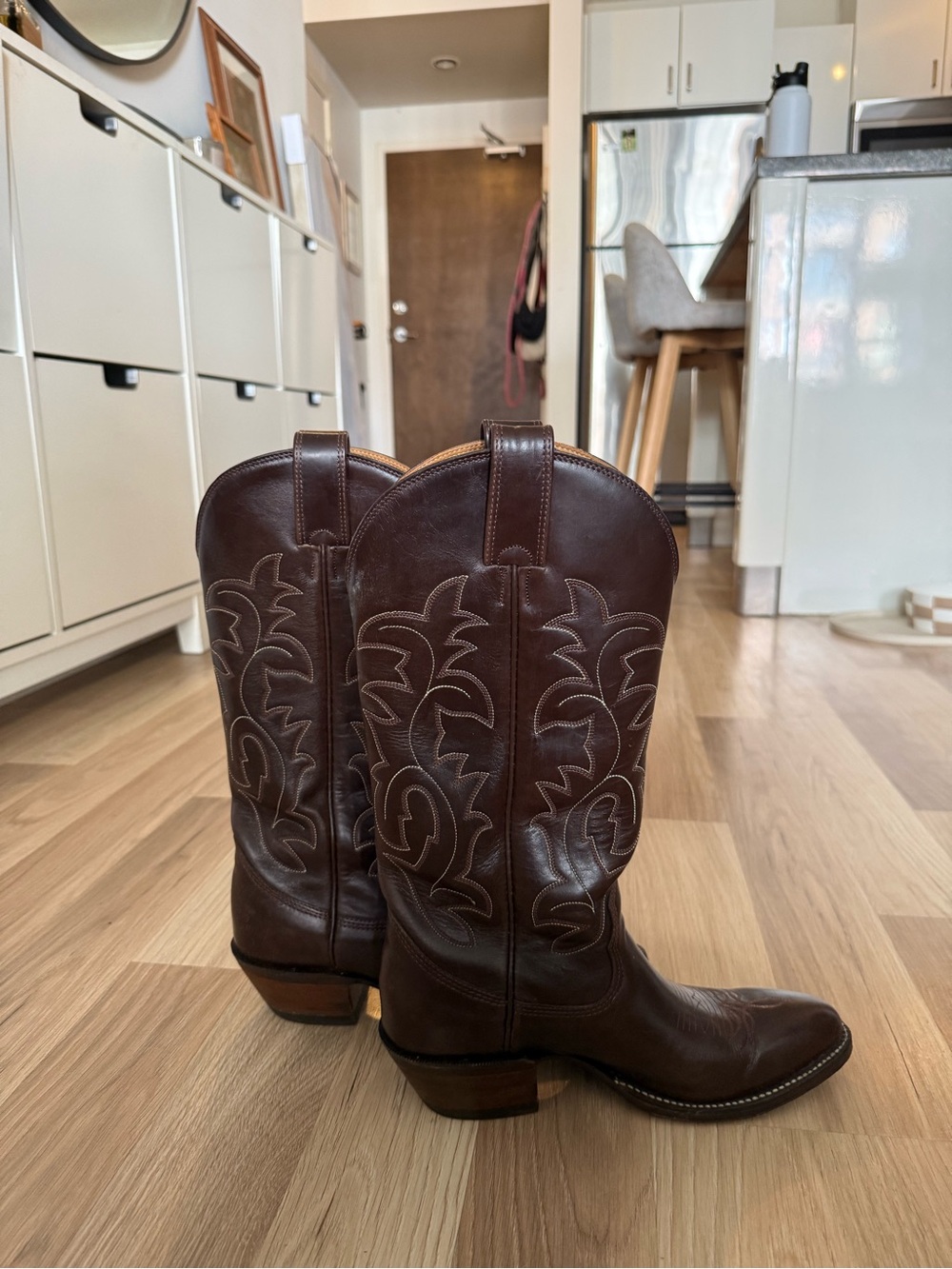 Alberta Boot Co Brown Leather Western Boots - size 8.5